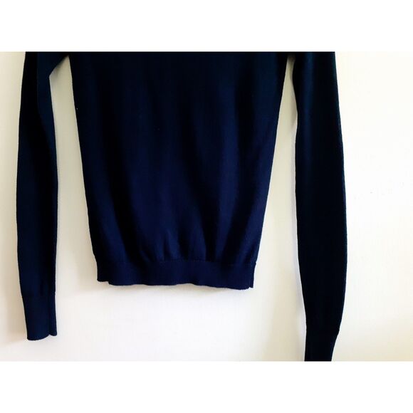 Primark Midnight Blue Knit Ribbed 100% Cotton Button Cardigan Womens Size 2 - Picture 5 of 9